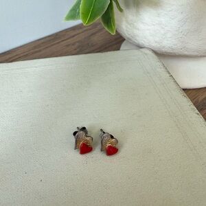 Vintage 80’s Baby Toddler Heart Shaped Screw
Back Earrings